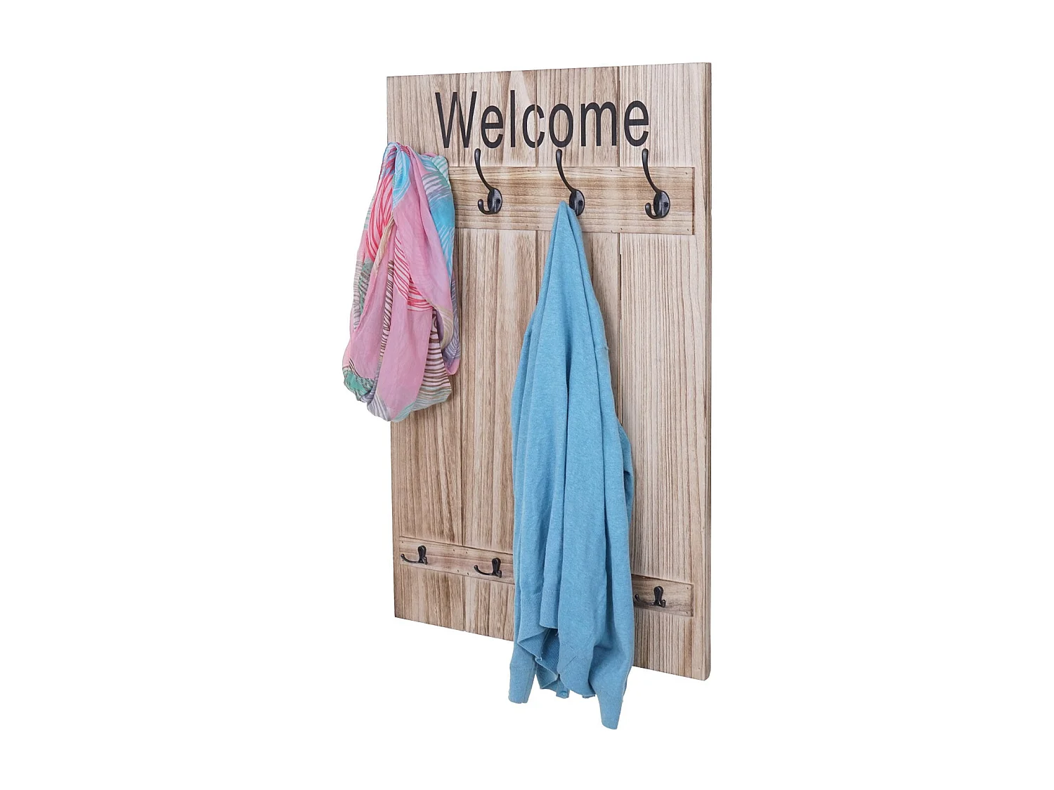 Perchero de pared MCW-C89 Welcome Shabby,  marrón natural