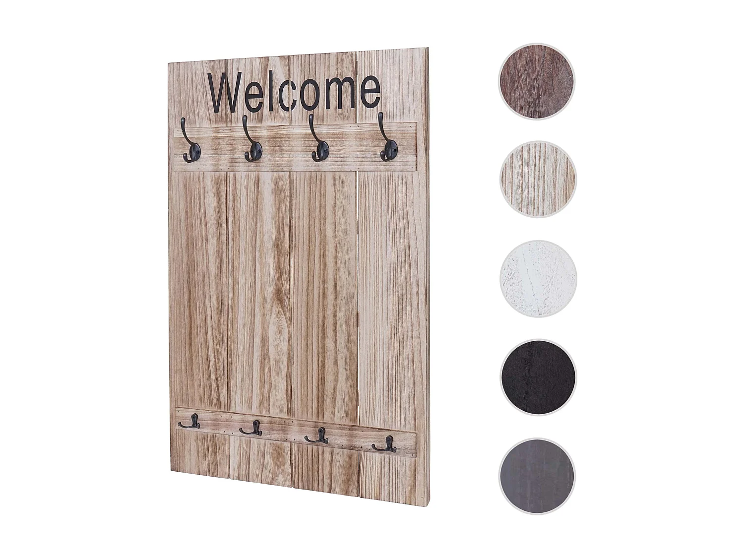 Perchero de pared MCW-C89 Welcome Shabby,  marrón natural