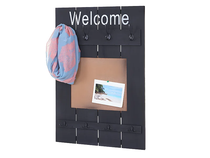 Serie Vintage appendiabiti guardaroba MCW-C89 con pannello sughero 91x60cm ~ antracite