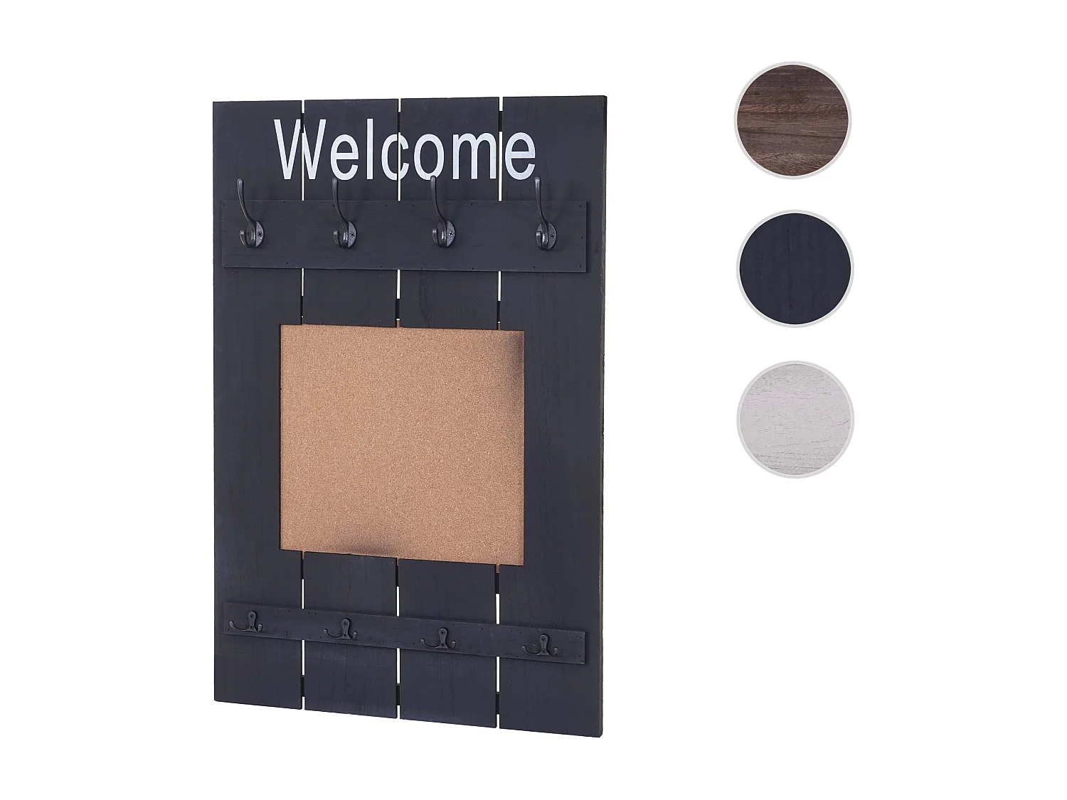 Wieszak ścienny MCW-C89 z tablicą korkową,  ciemnoszary, shabby chic