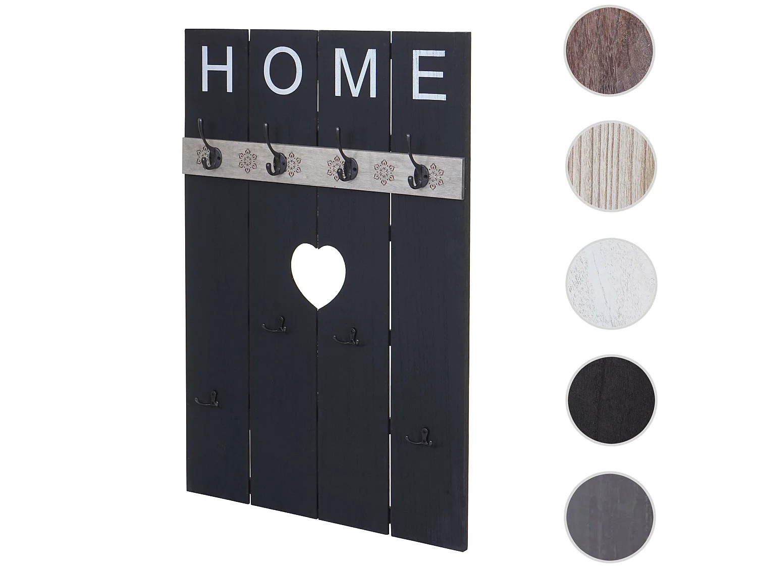 Perchero de pared MCW-C89 Home Shabby look,  gris oscuro, shabby