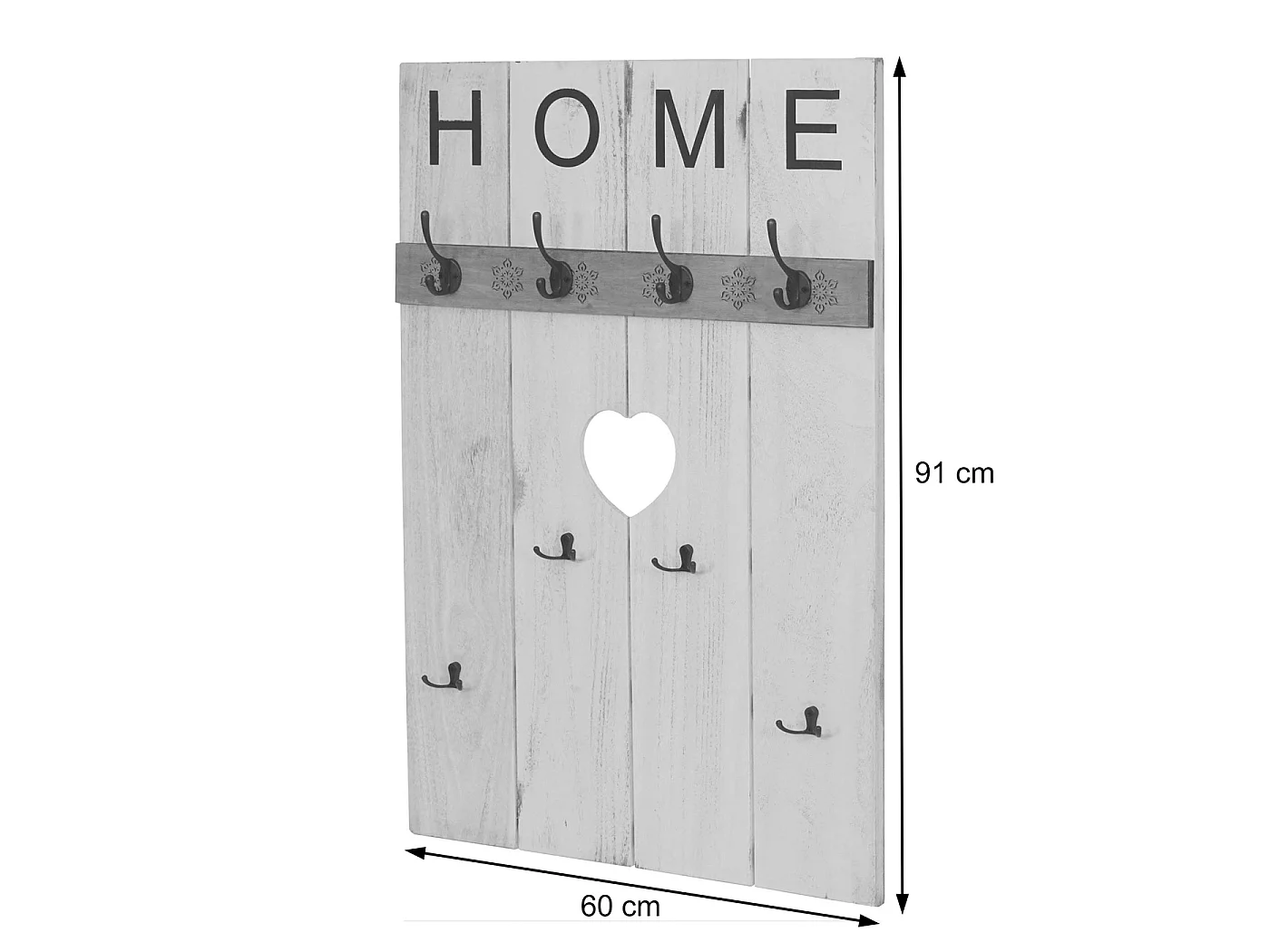 Portemanteau mural MCW-C89 Home look shabby,  gris foncé shabby