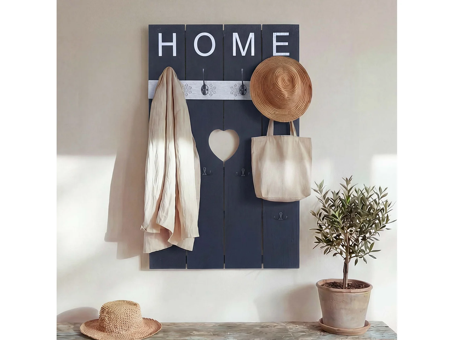 Portemanteau mural MCW-C89 Home look shabby,  gris foncé shabby