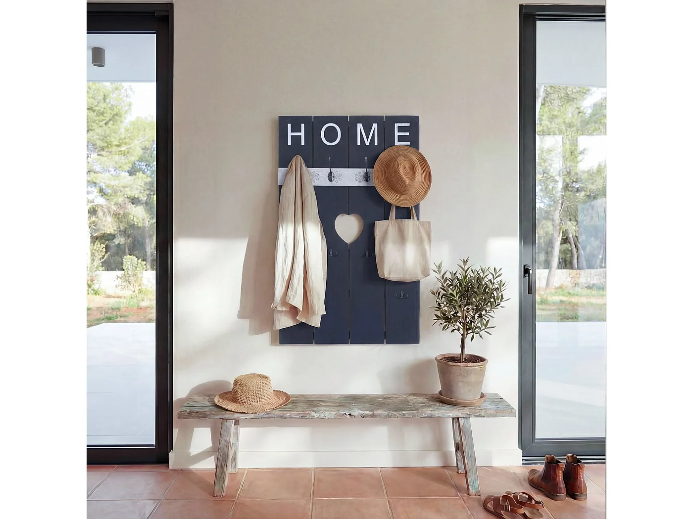 Portemanteau mural MCW-C89 Home look shabby,  gris foncé shabby