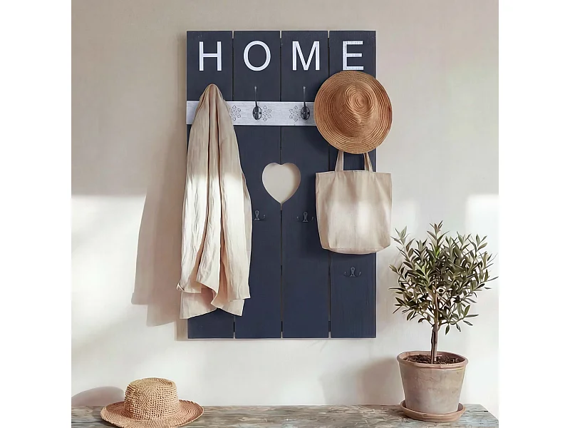 Portemanteau mural MCW-C89 Home look shabby,  gris foncé shabby