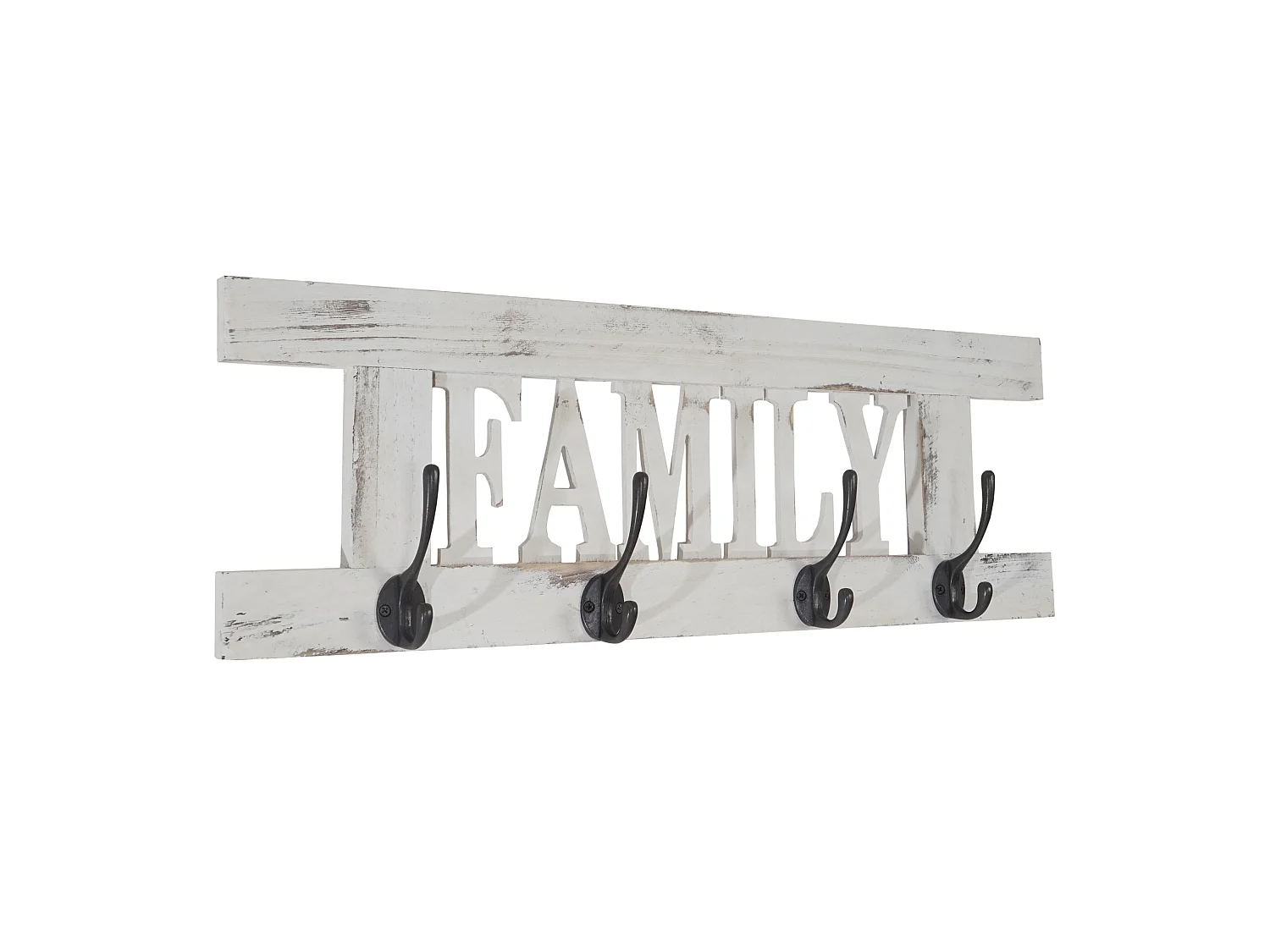 Portemanteau mural MCW-C60 Family Shabby-Look,  blanc