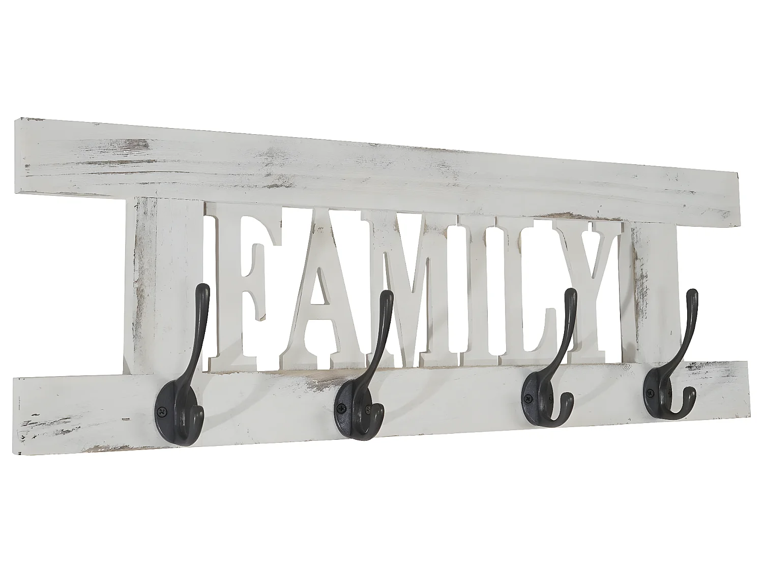 Portemanteau mural MCW-C60 Family Shabby-Look,  blanc