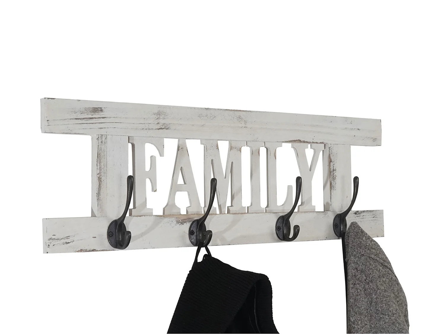 Wandkapstok MCW-C60 Family Shabby-look,  wit, shabby