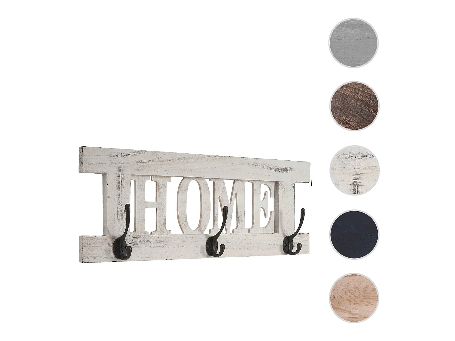 Wandkapstok MCW-C60 Home Shabby-look,  wit, shabby