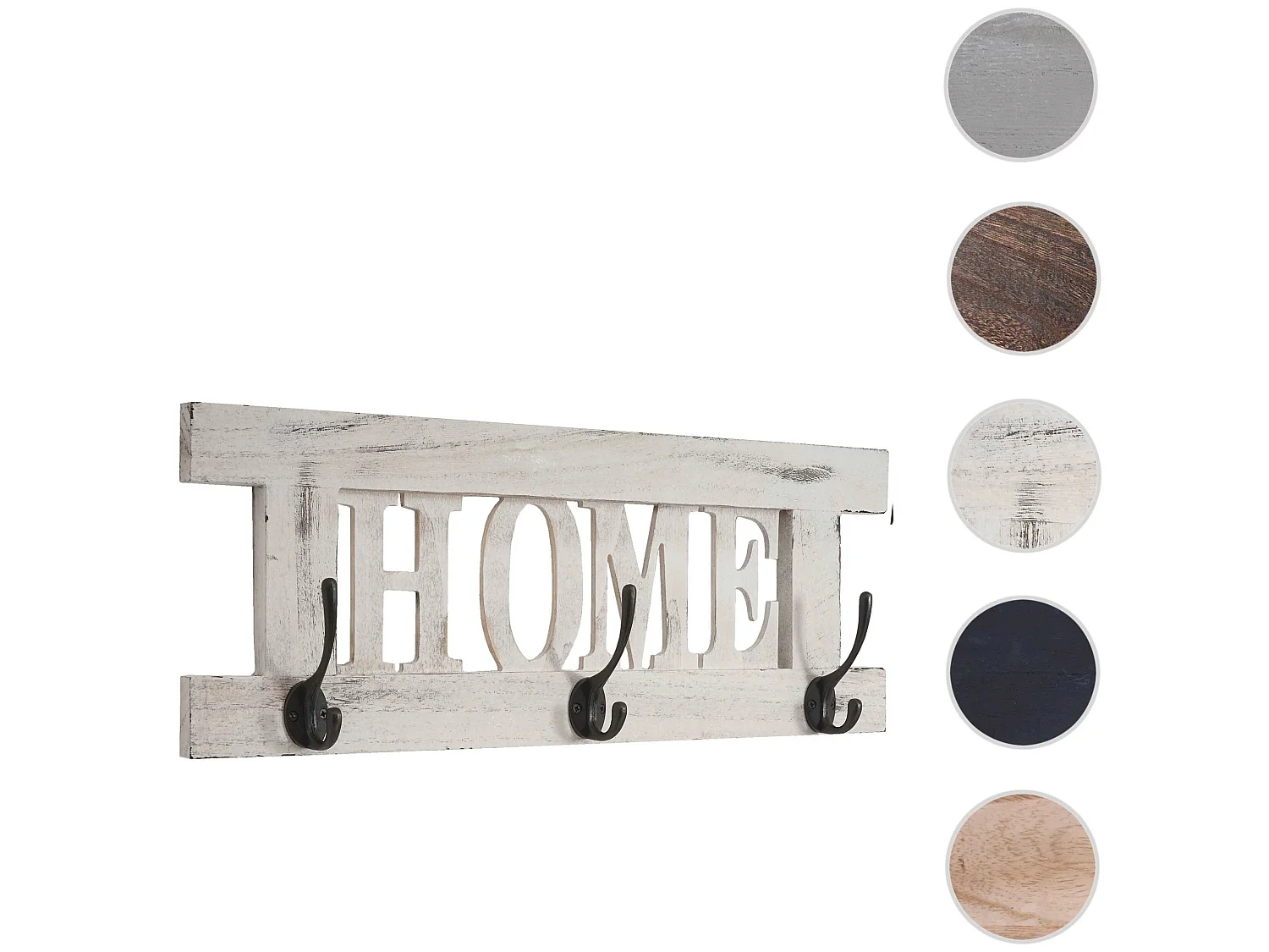 Portemanteau mural MCW-C60 Home look shabby,  blanc