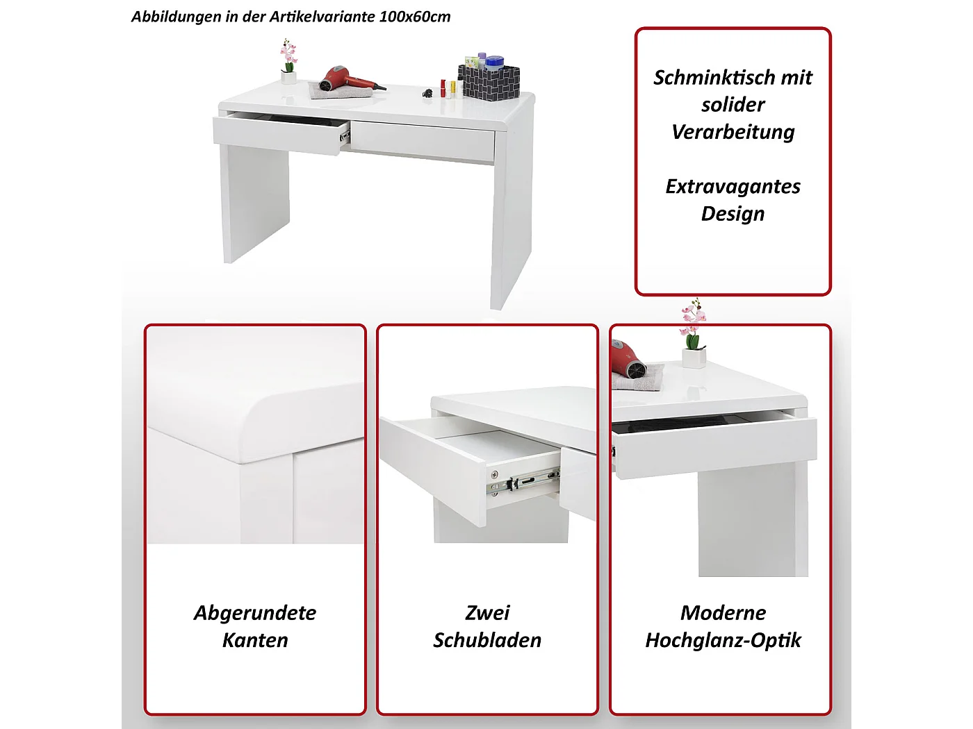 Schminktisch MCW-G5, 100x60cm