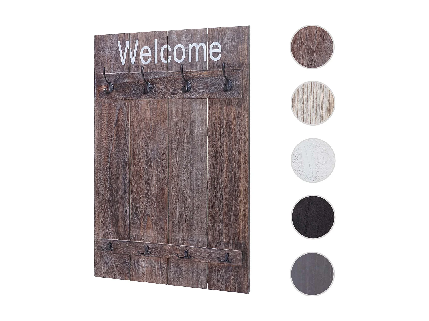 Wandkapstok MCW-C89 Welcome Shabby,  bruin, shabby