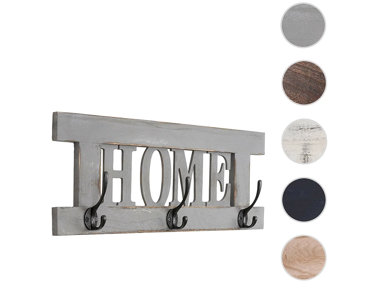 Portemanteau mural MCW-C60 Home look shabby,  gris shabby