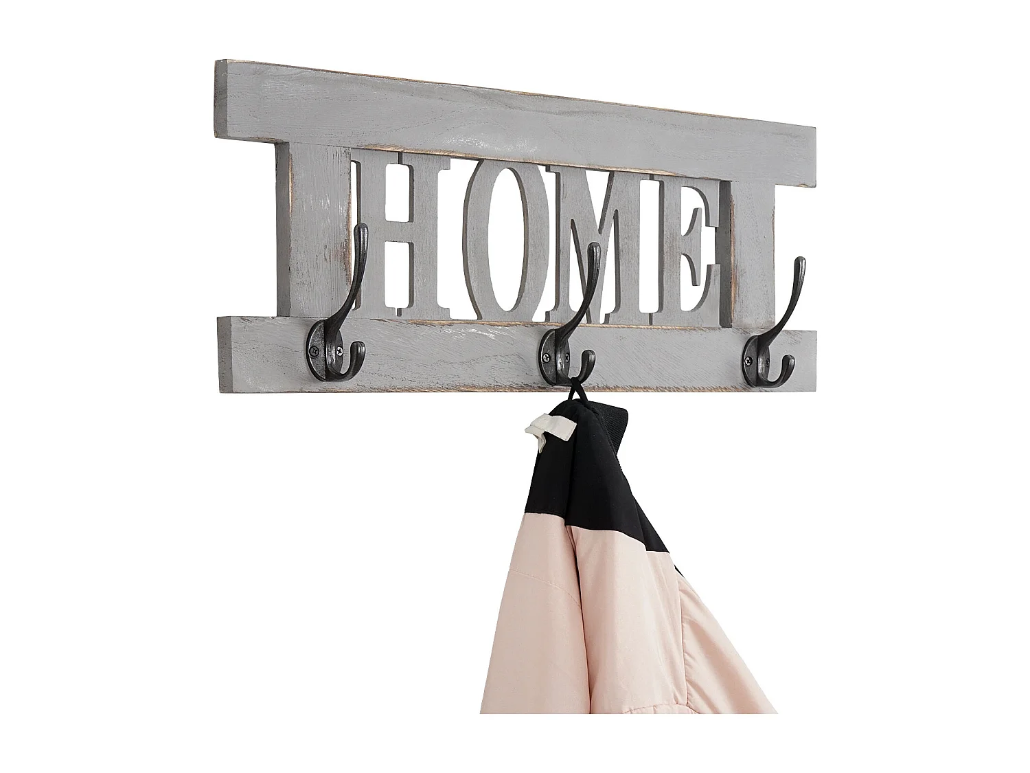 Portemanteau mural MCW-C60 Home look shabby,  gris shabby