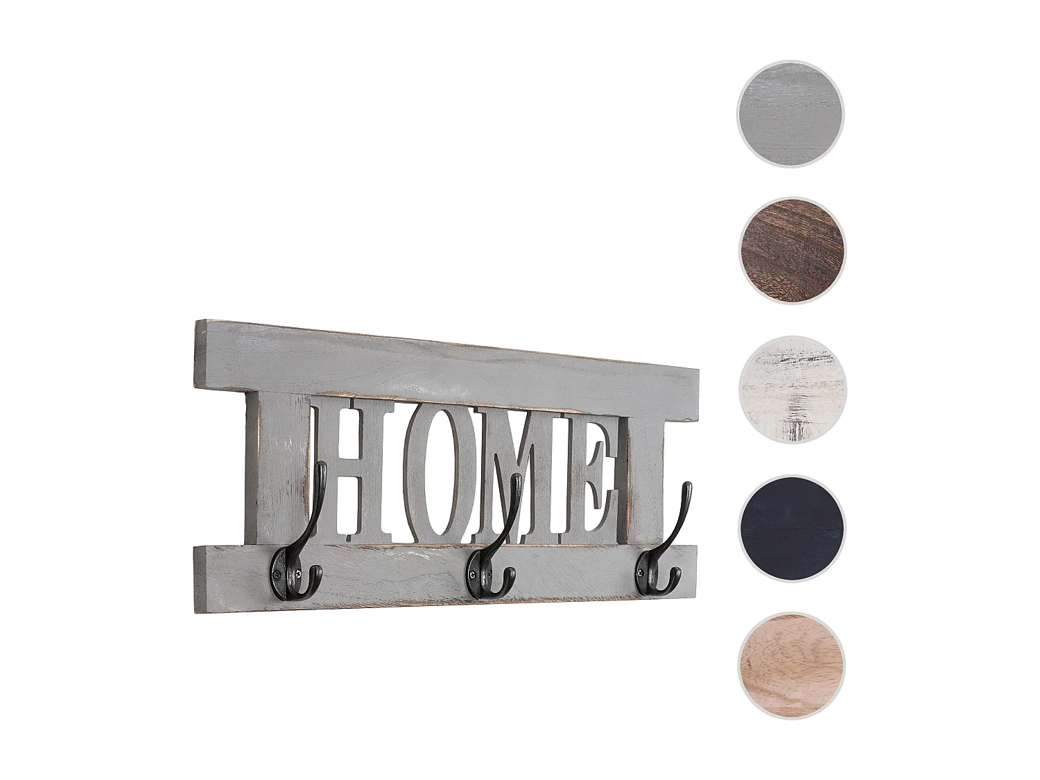 Portemanteau mural MCW-C60 Home look shabby,  gris shabby