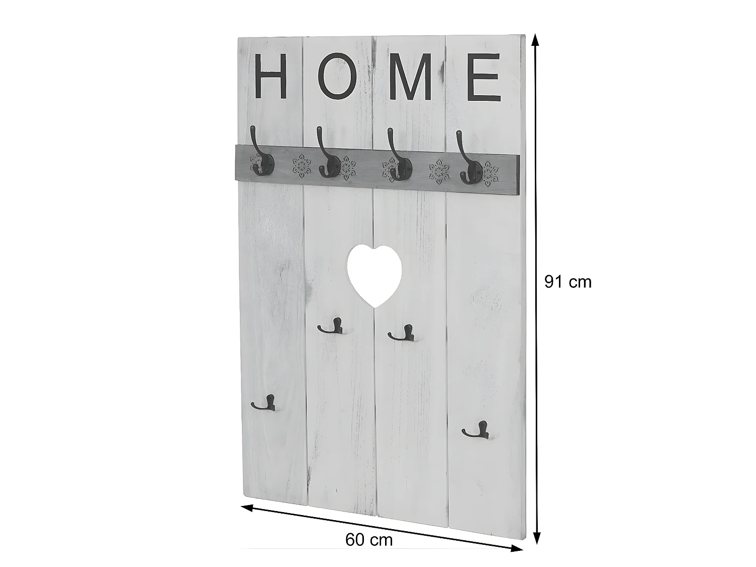 Portemanteau mural MCW-C89 Home look shabby,  blanc shabby