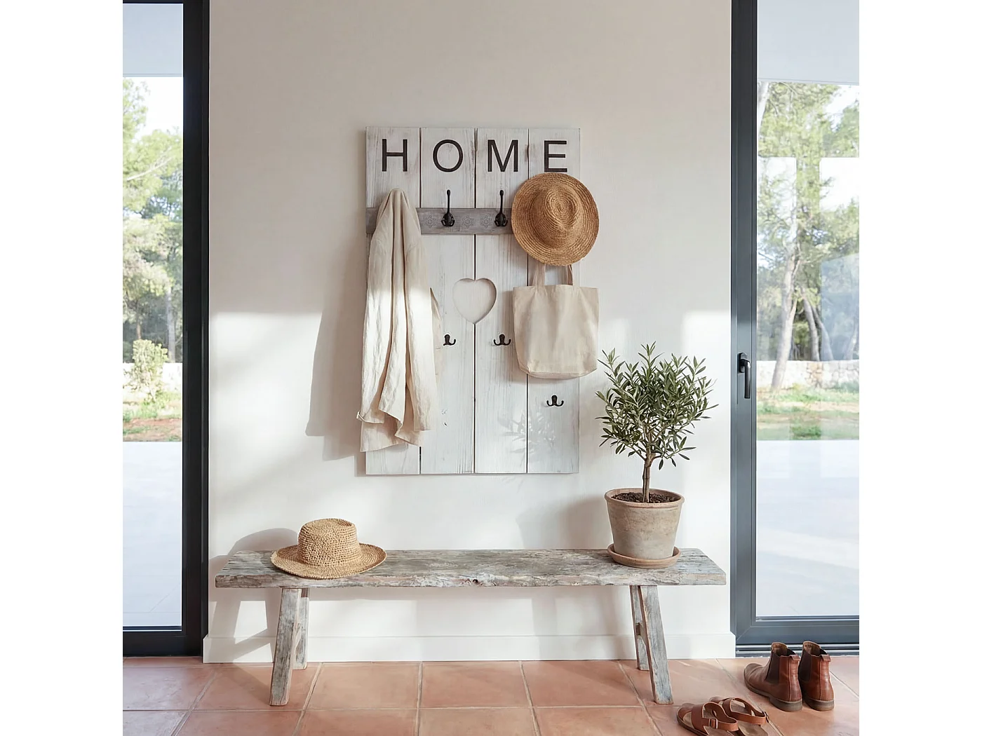 Portemanteau mural MCW-C89 Home look shabby,  blanc shabby