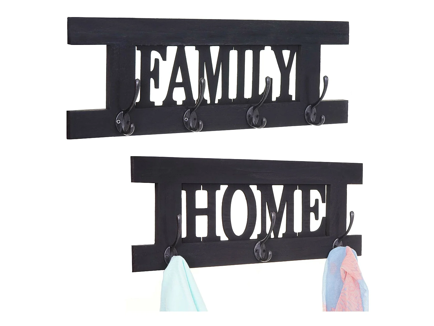 Portemanteau mural MCW-C60 Shabby (2 pièces),  gris foncé