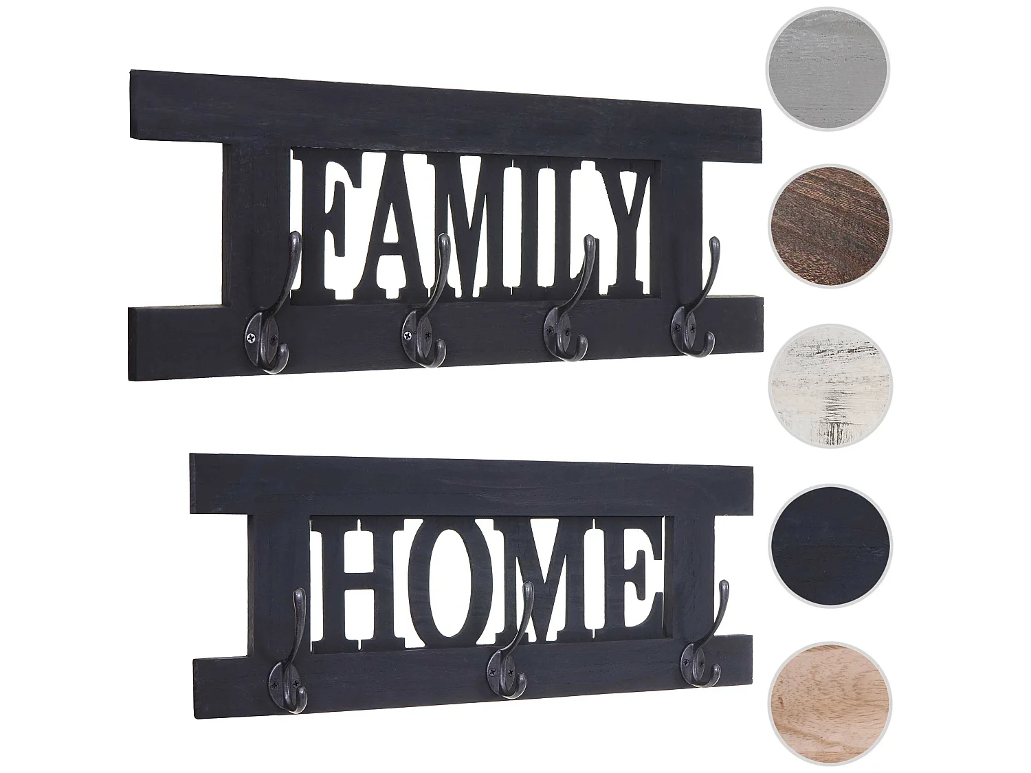 Bengaleiro de parede MCW-C60 Shabby (2 peças),  cinzento escuro