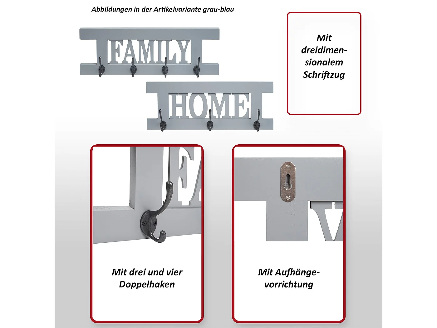 Wandkapstok MCW-C60 Shabby (2-delig),  natuurlijk bruin