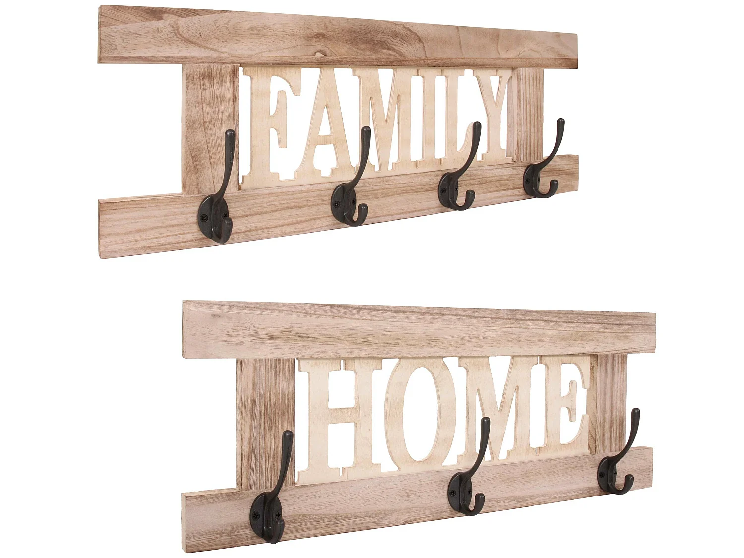 Portemanteau mural MCW-C60 Shabby (2 pièces),  brun nature shabby