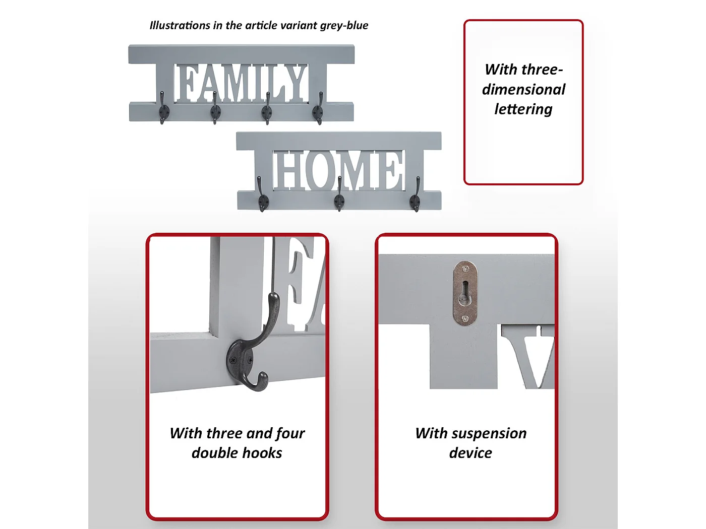 Portemanteau mural MCW-C60 Shabby (2 pièces),  brun nature shabby