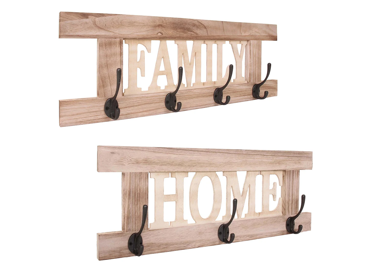 Portemanteau mural MCW-C60 Shabby (2 pièces),  brun nature shabby