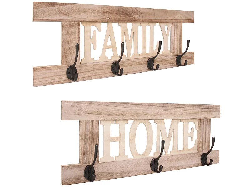 Wandkapstok MCW-C60 Shabby (2-delig),  natuurlijk bruin