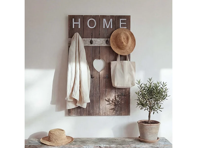 Portemanteau mural MCW-C89 Home look shabby,  brun shabby