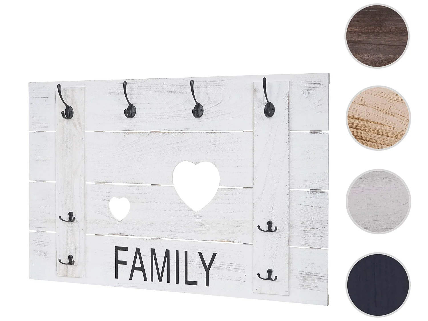 Wandgarderobe MCW-C89 Family Shabby-Look, Weiß, shabby