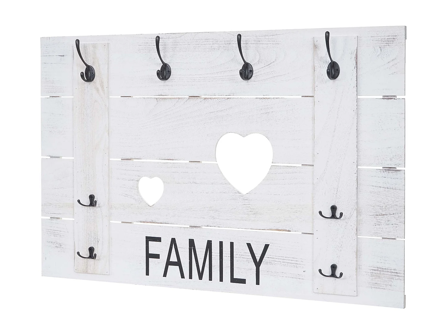 Portemanteau mural MCW-C89 Family Shabby-Look,  blanc shabby