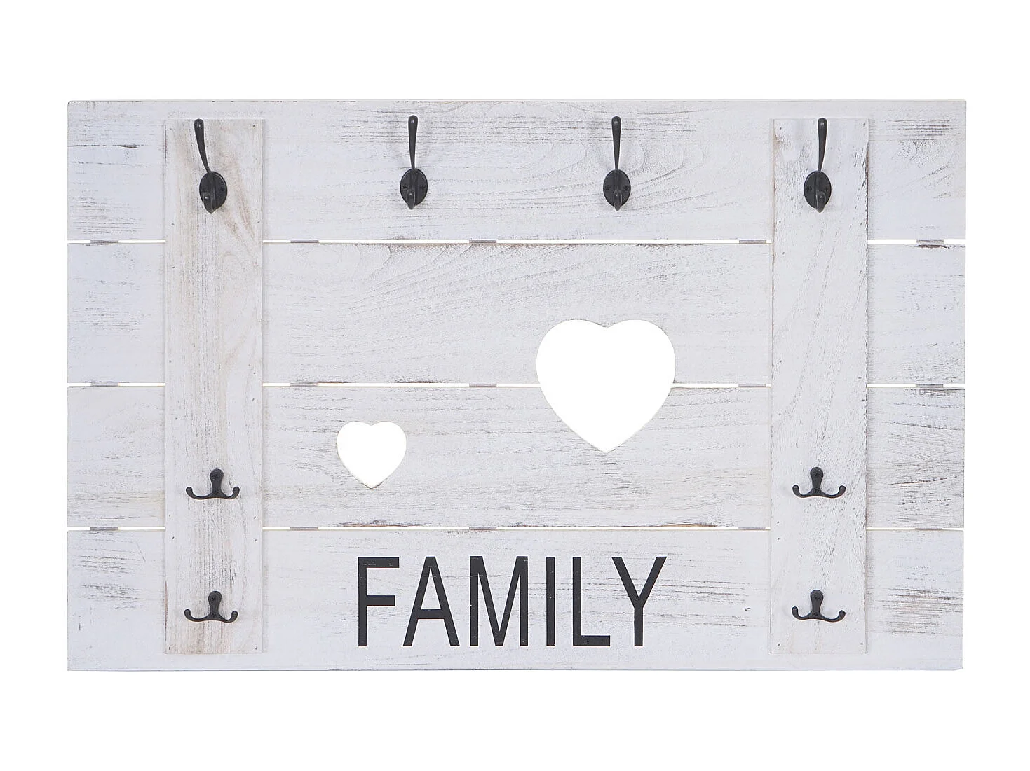 Portemanteau mural MCW-C89 Family Shabby-Look,  blanc shabby