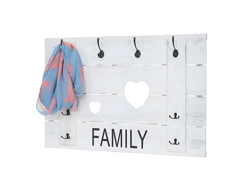 Bengaleiro de parede MCW-C89 Family Shabby look,  branco, gasto