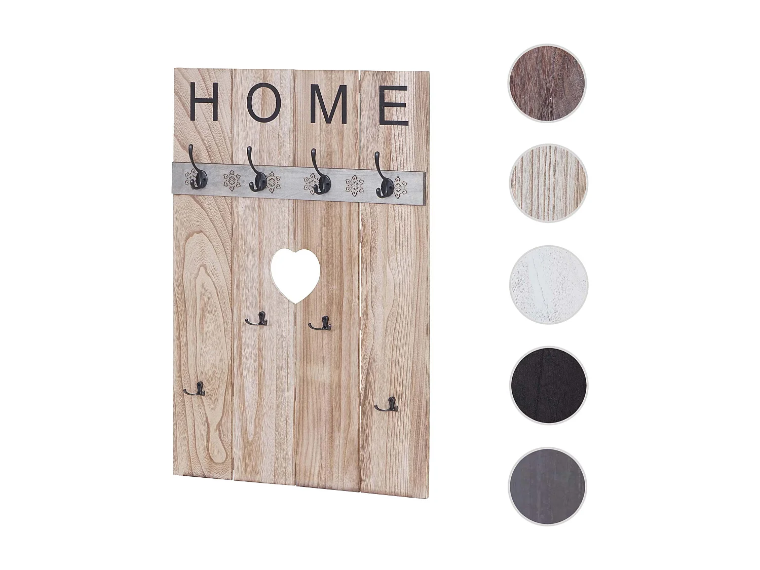 Portemanteau mural MCW-C89 Home look shabby,  brun naturel shabby
