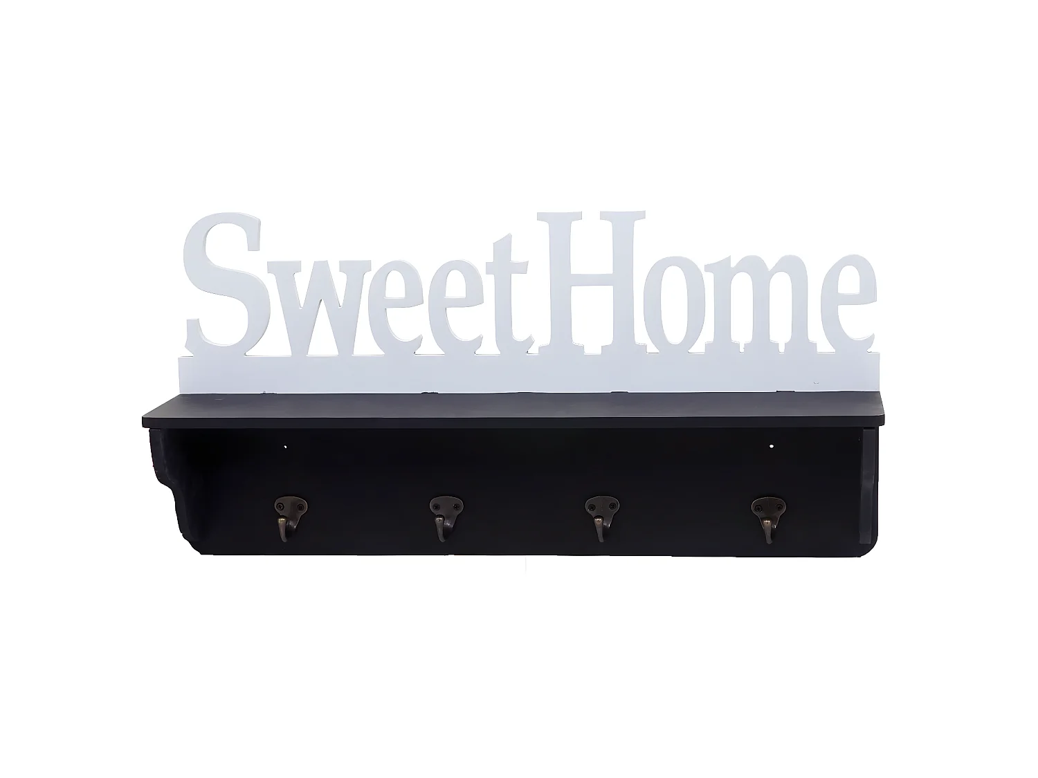 Portemanteau mural MCW-D41 Sweet Home 4 crochets,  noir/blanc