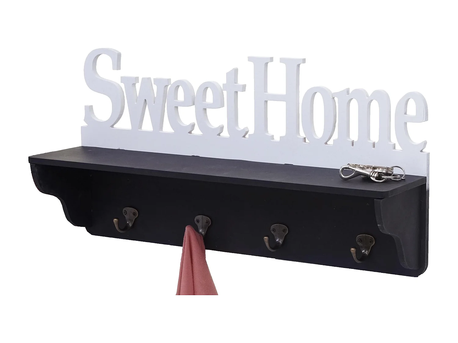 Vægkapstol MCW-D41 Sweet Home med 4 kroge,  sort/hvid