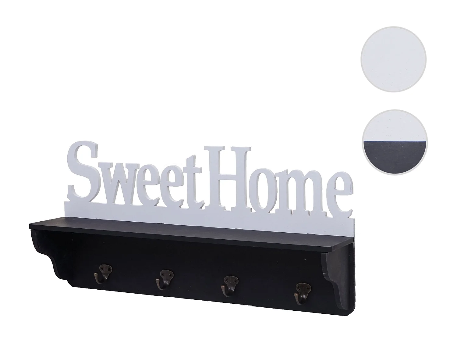 Vægkapstol MCW-D41 Sweet Home med 4 kroge,  sort/hvid