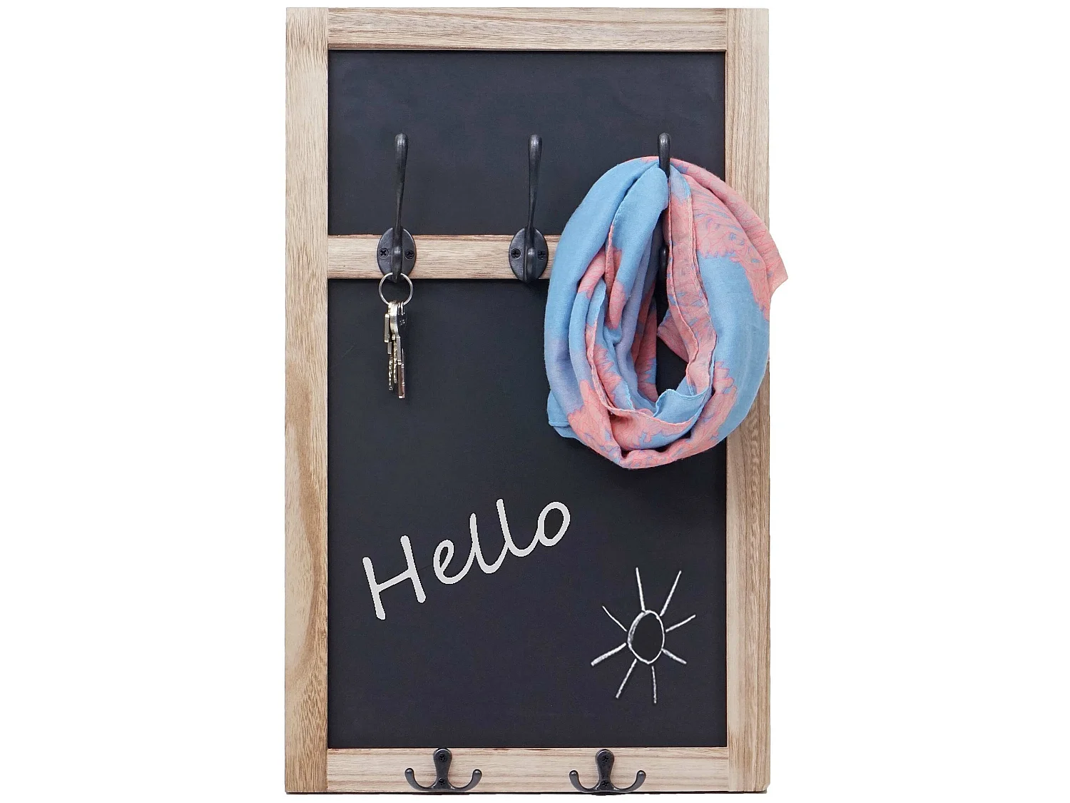 Portemanteau mural MCW-C51 avec tableau à craies,  brun naturel, shabby