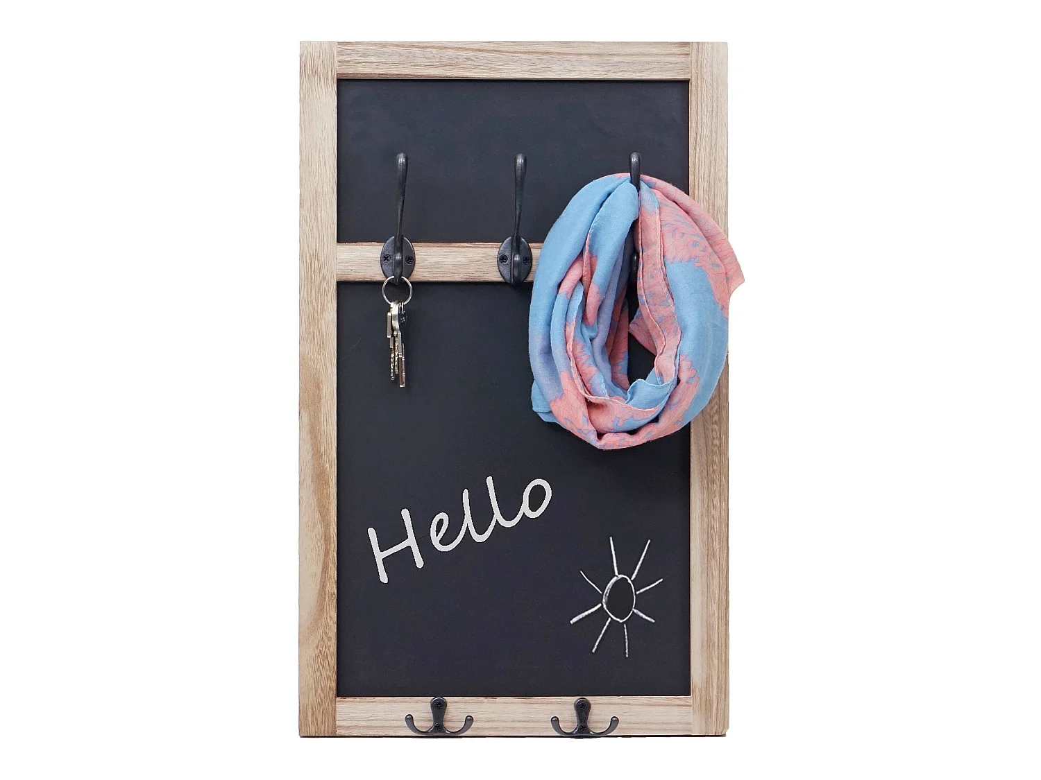 Portemanteau mural MCW-C51 avec tableau à craies,  brun naturel, shabby