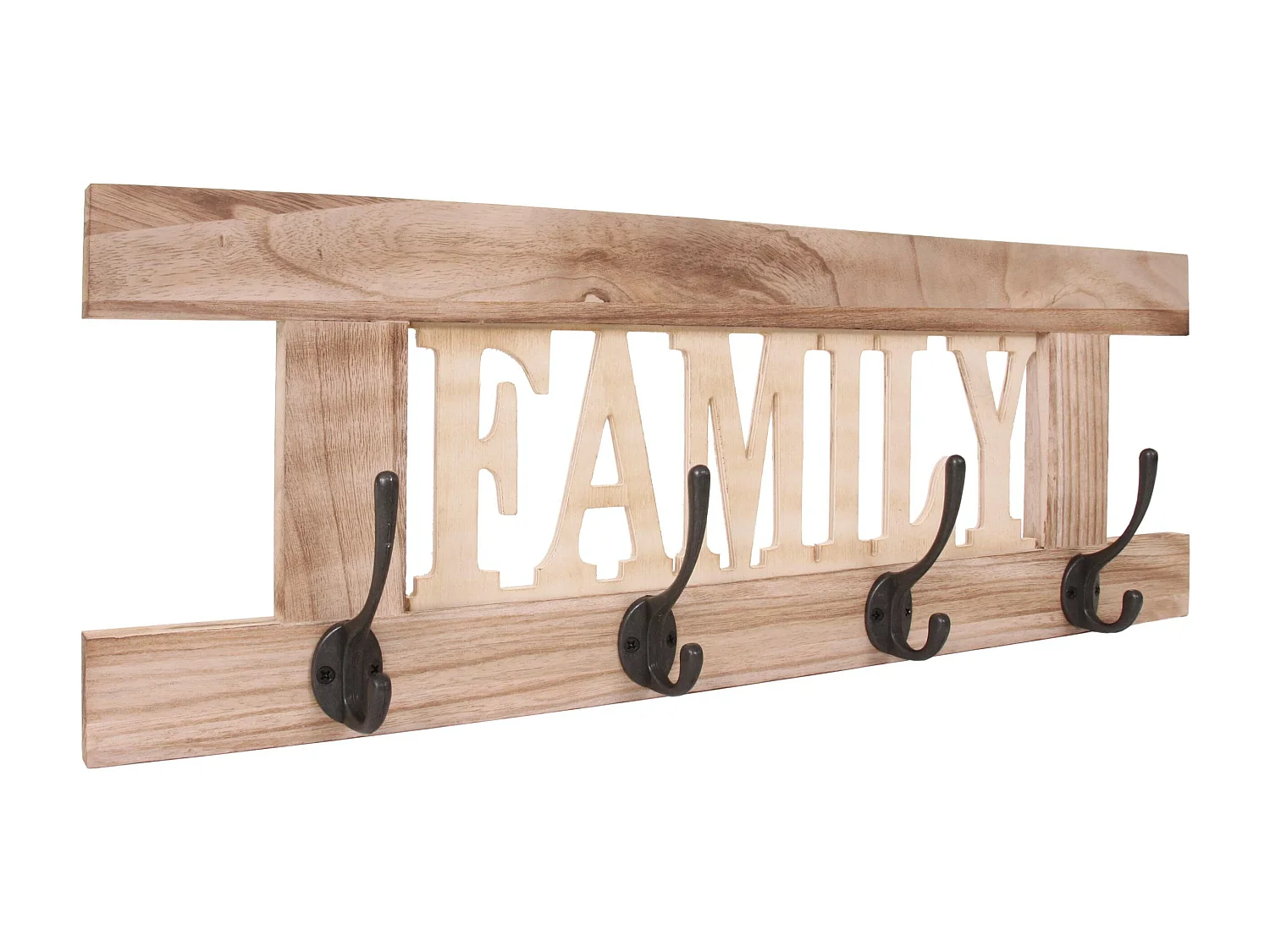 Portemanteau mural MCW-C60 Family Shabby-Look,  brun nature shabby