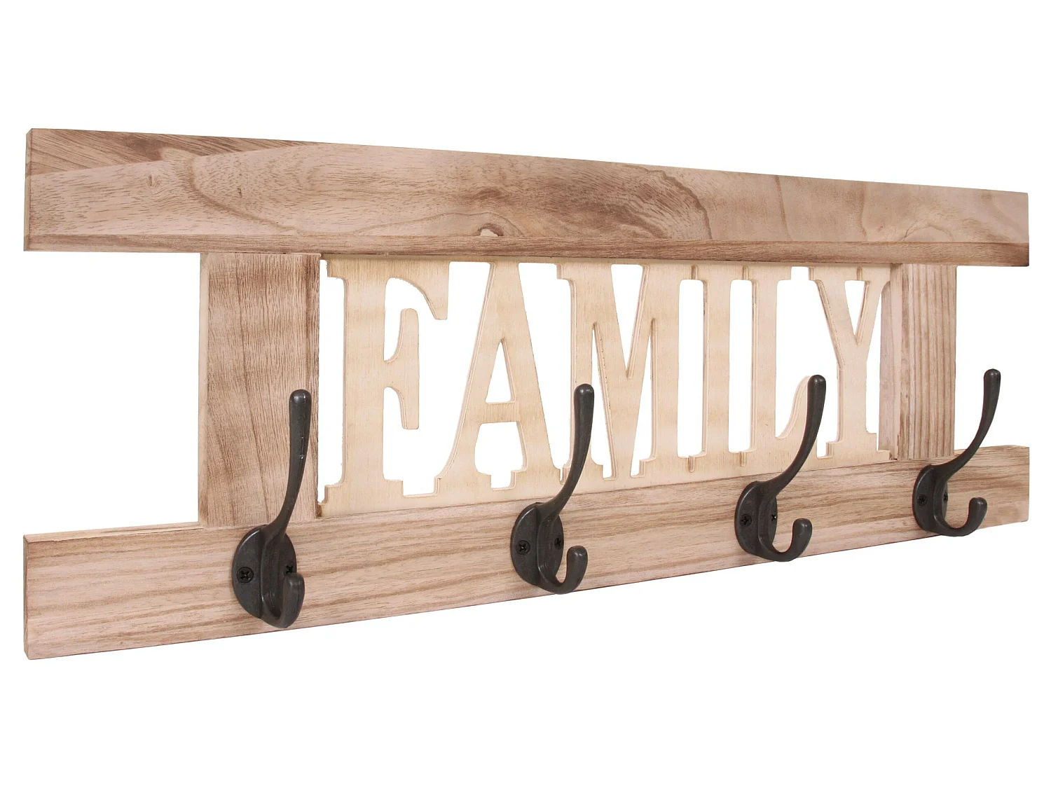 Wandkapstok MCW-C60 Family Shabby-look,  natuurlijk bruin