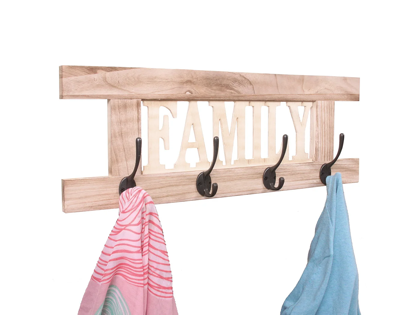 Wandkapstok MCW-C60 Family Shabby-look,  natuurlijk bruin