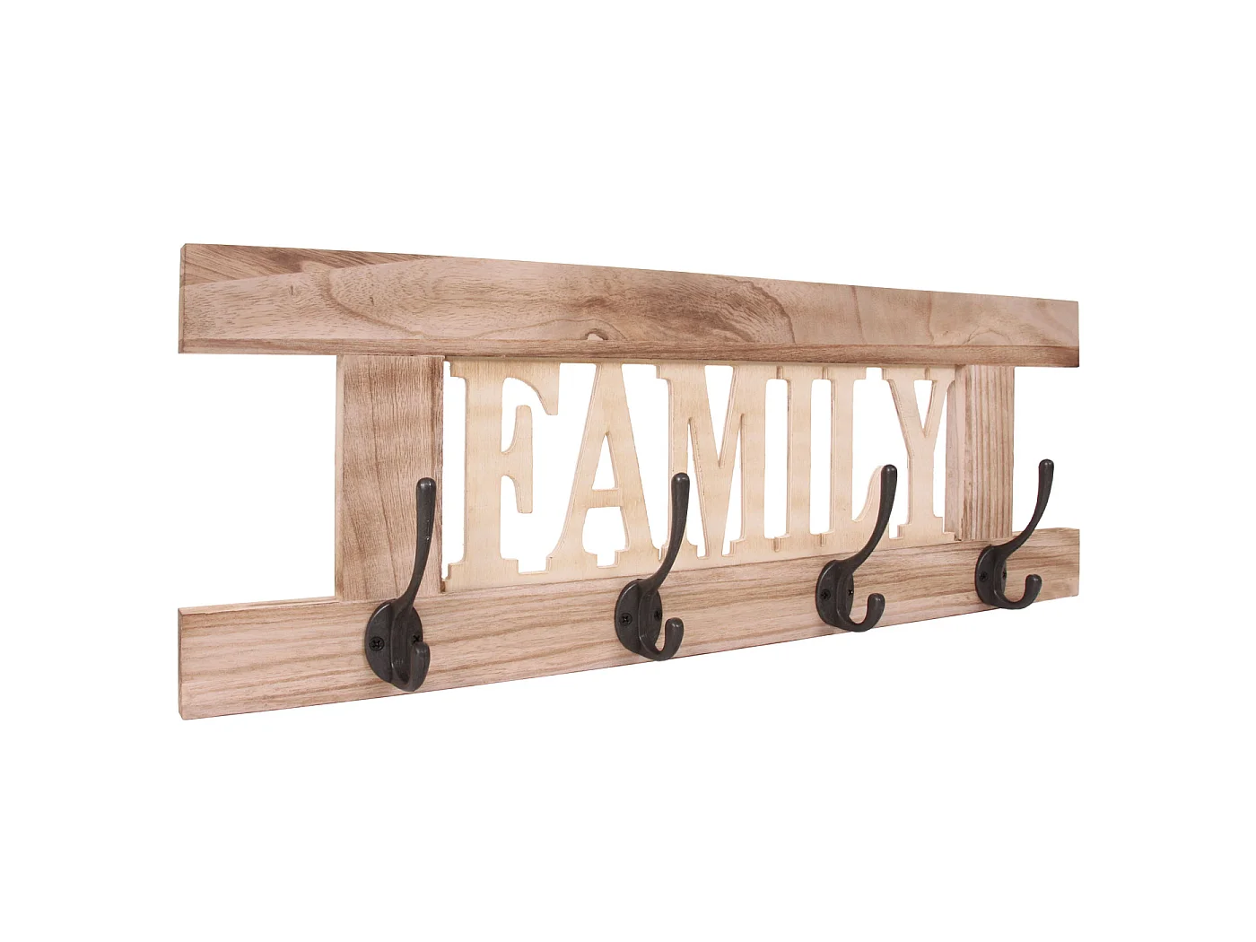 Wandkapstok MCW-C60 Family Shabby-look,  natuurlijk bruin