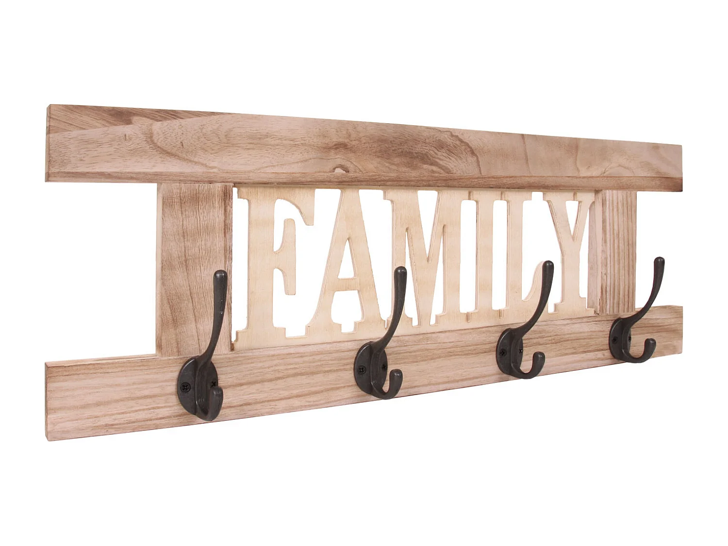 Perchero de pared MCW-C60 Family Shabby look,  marrón natural