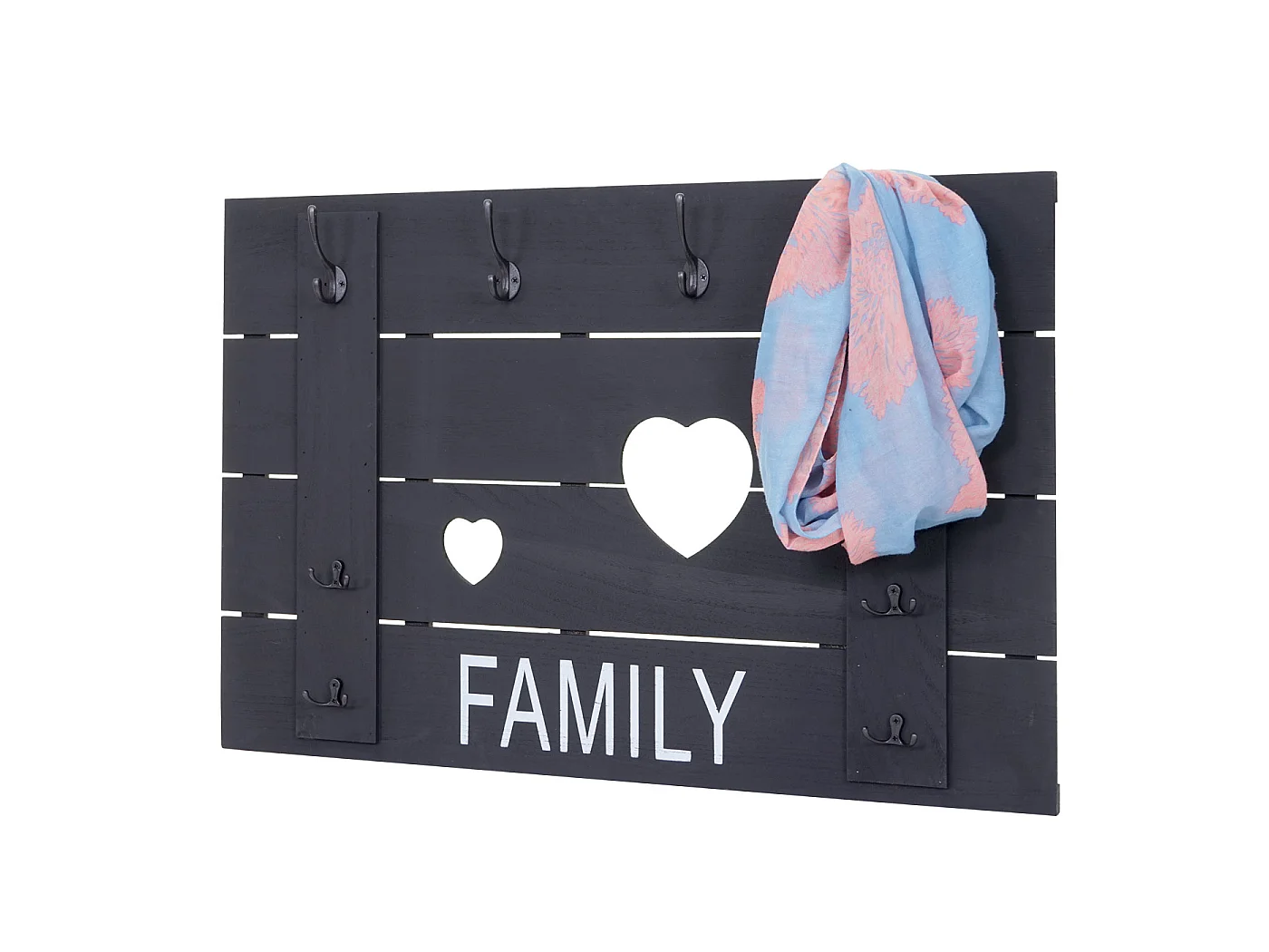 Wandgarderobe MCW-C89 Family Shabby-Look, Dunkelgrau, shabby