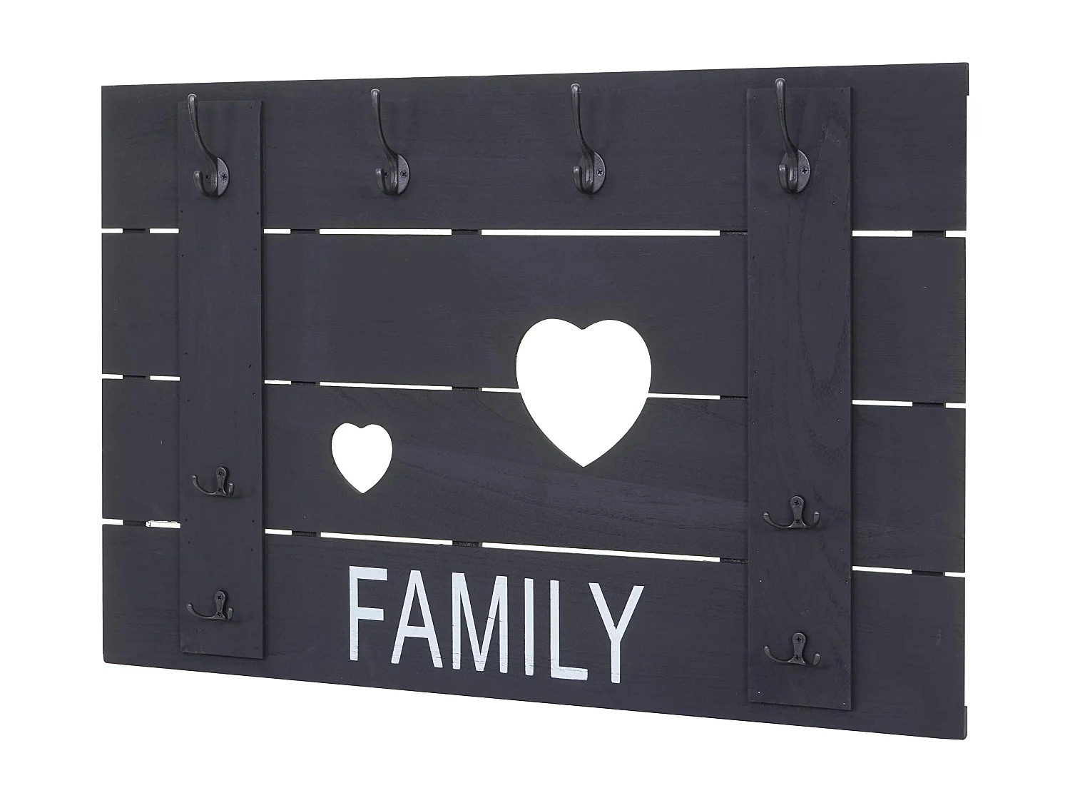 Portemanteau mural MCW-C89 Family Shabby-Look,  gris foncé shabby