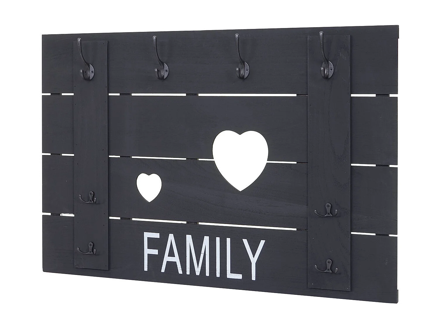 Portemanteau mural MCW-C89 Family Shabby-Look,  gris foncé shabby