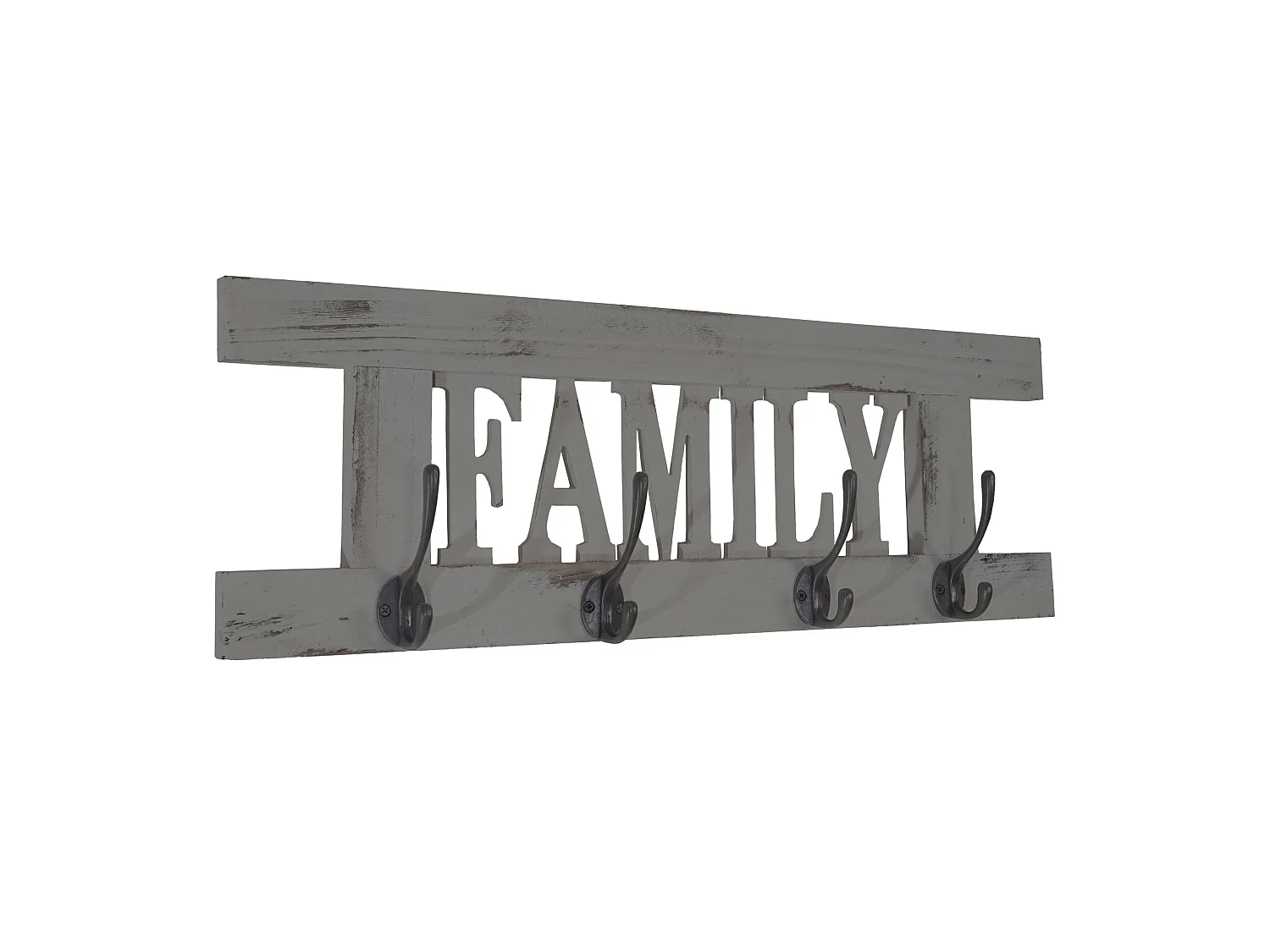 Portemanteau mural MCW-C60 Family Shabby-Look,  gris