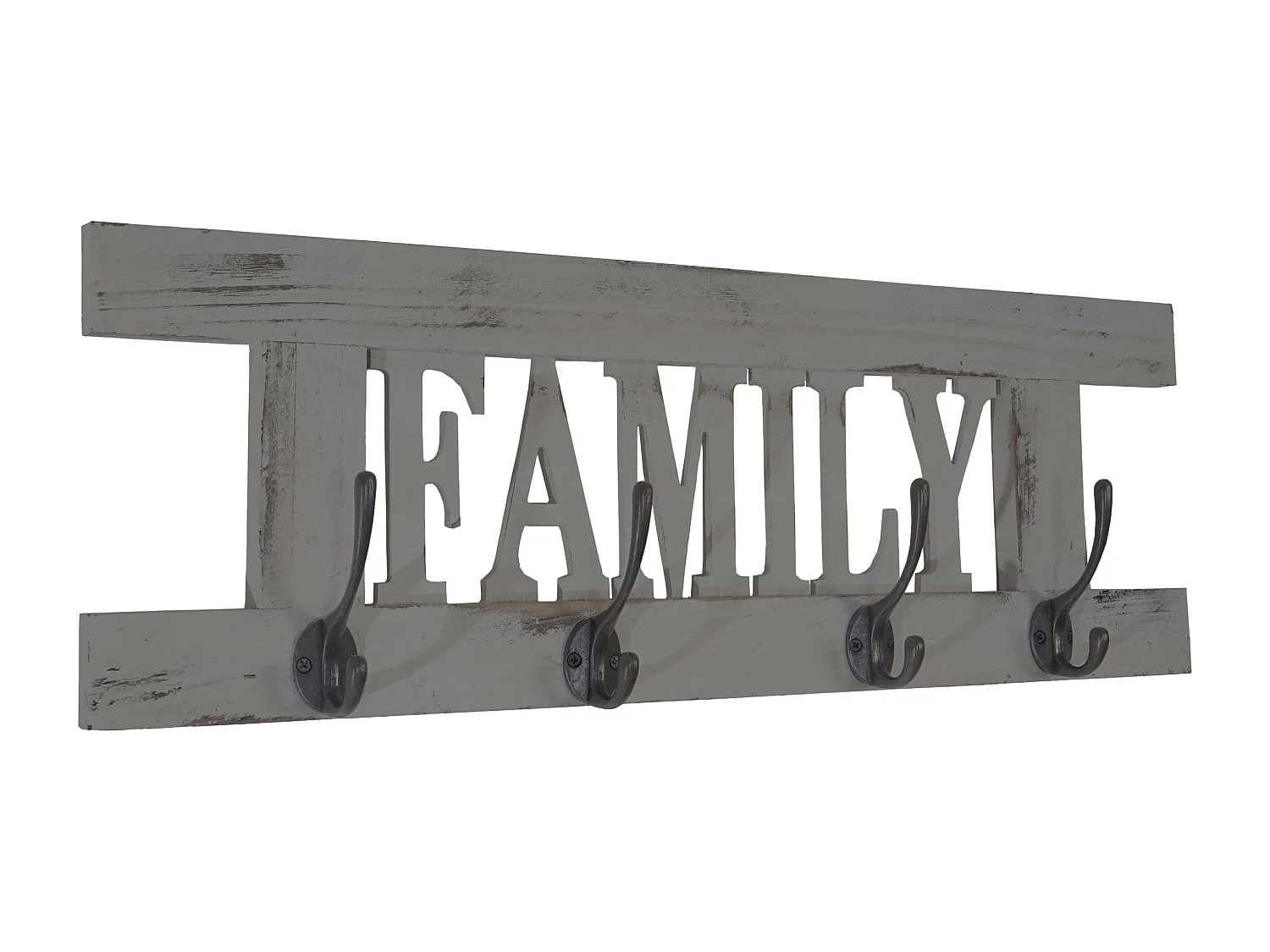 Portemanteau mural MCW-C60 Family Shabby-Look,  gris