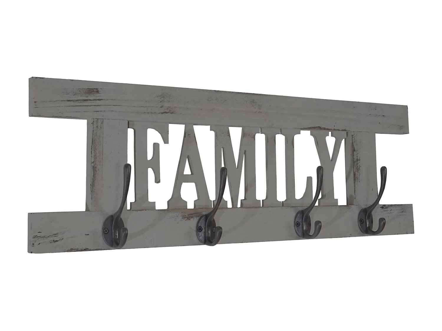 Portemanteau mural MCW-C60 Family Shabby-Look,  gris